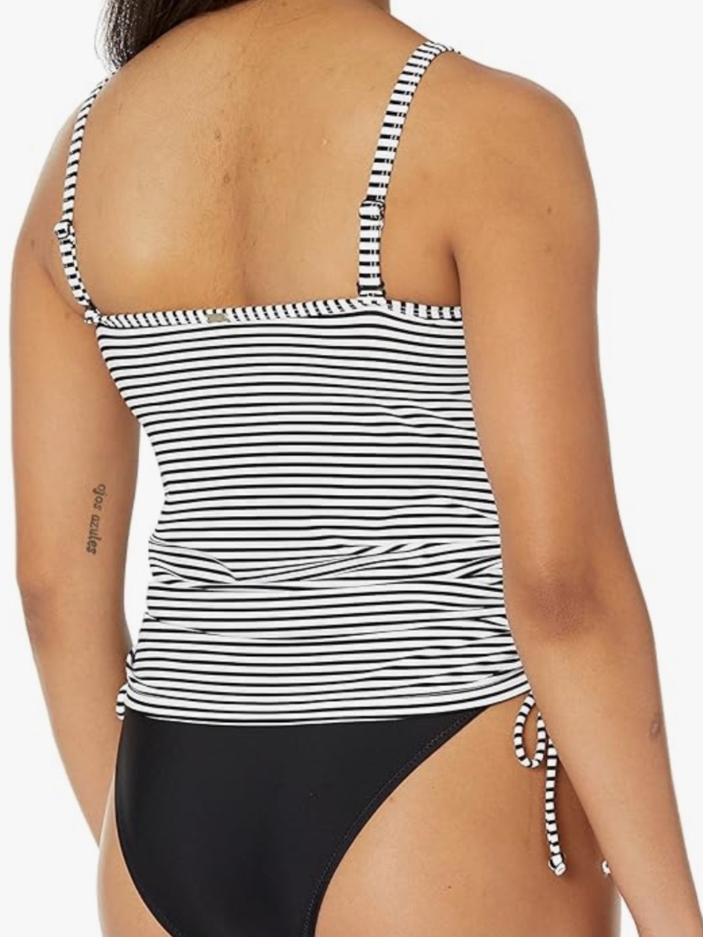 Panache Anya Black and White Stripe Bra-Sized Bandeau Tankini Top Size 36DD - Picture 2 of 13